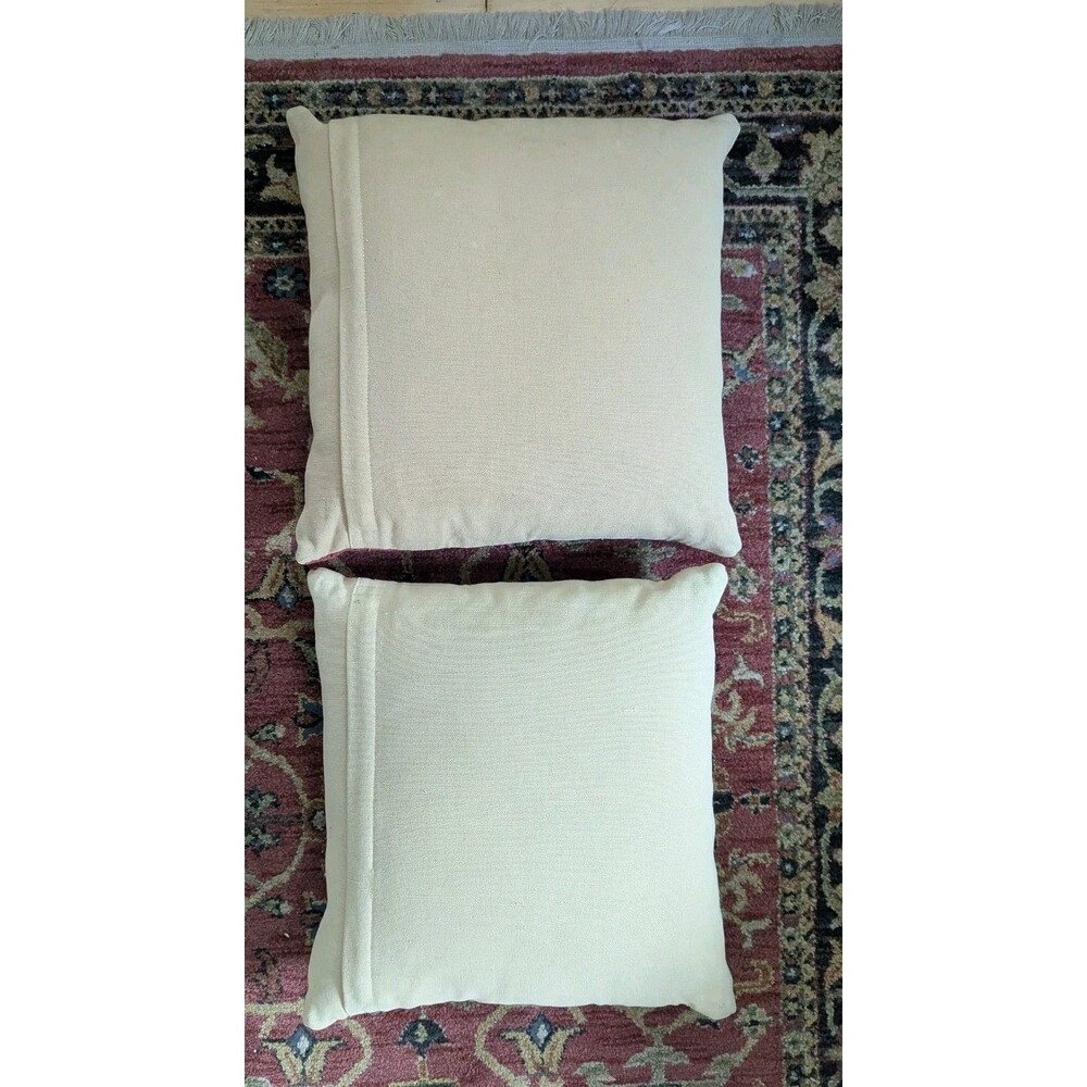 Vintage Pair Pottery Barn Kilim Pillows 18x18" Wool Cotton 2013 Tribal Bohemian - Picture 4 of 12